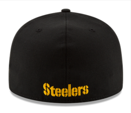 Pittsburgh Steelers Fitted New Era 59Fifty Basic Omaha Black Cap Hat Grey UV