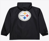 Pittsburgh Steelers Mens Mitchell & Ness Coaches Wordmark Hooded Jacket Black - THE 4TH QUARTER