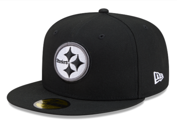 Pittsburgh Steelers Fitted New Era 59Fifty Grey White Black Cap Hat Grey UV