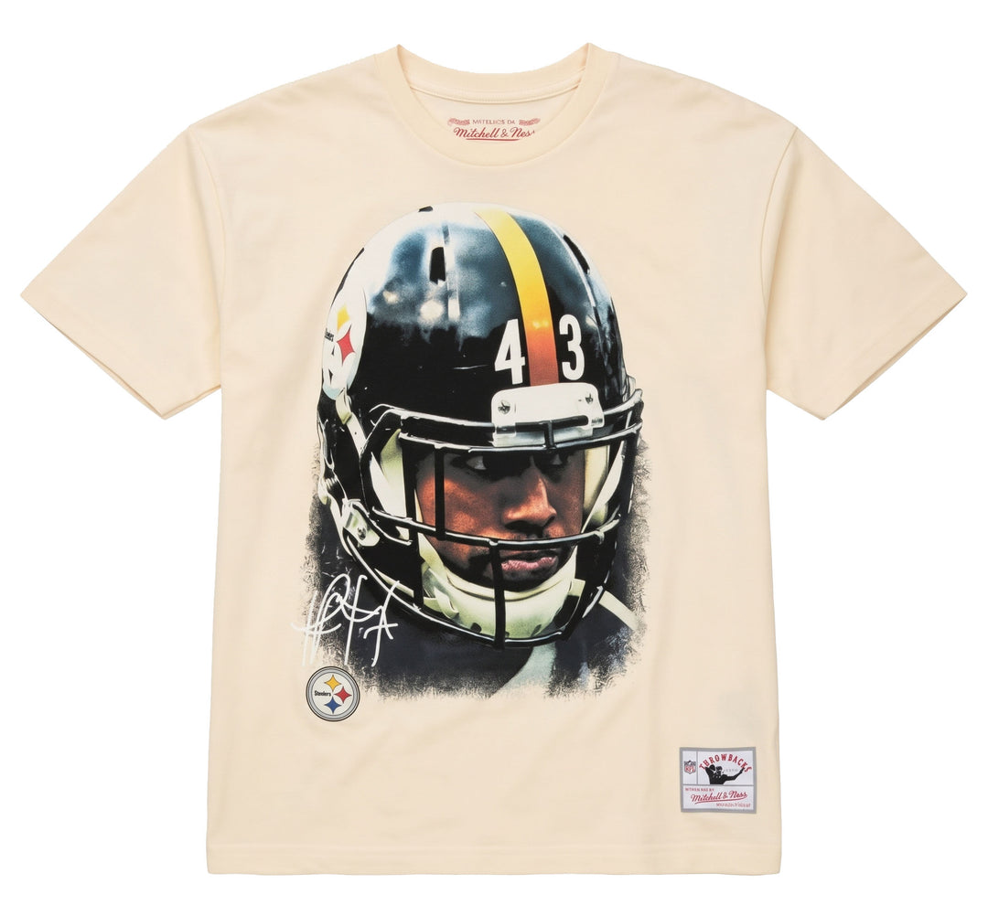 Pittsburgh Steelers T-Shirt Mitchell &amp; Ness Troy Polamalu Big Face Cream Tee