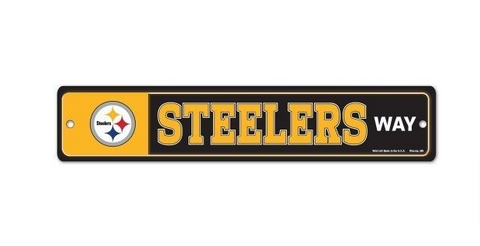 Pittsburgh Steelers Way Bar Decor Plastic Street Sign 3.75" X 19"