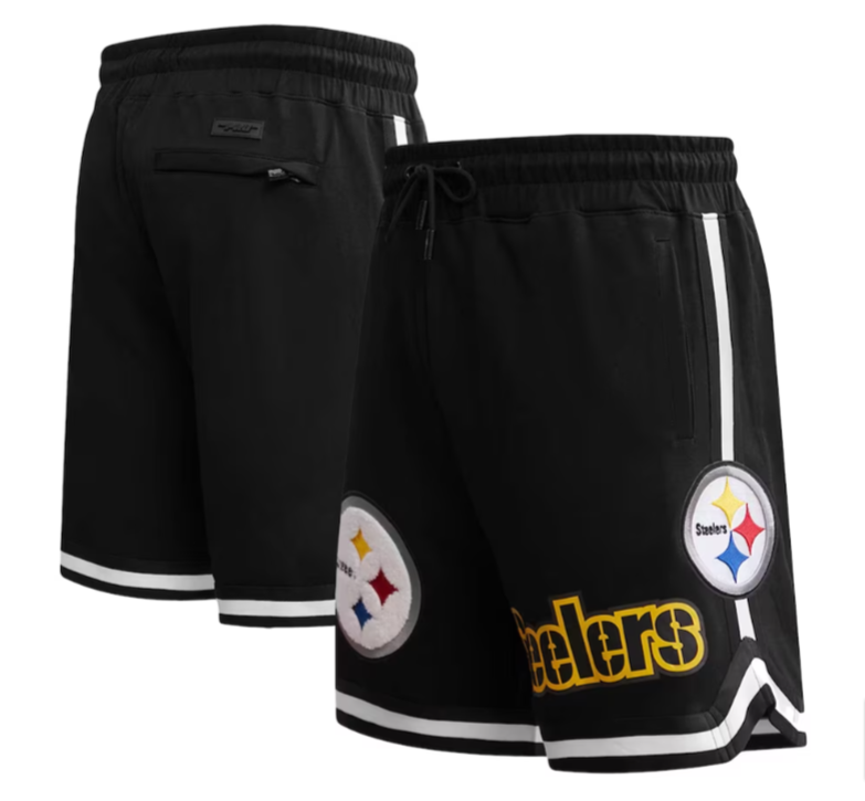 Pittsburgh Steelers Pro Standard Chenille Shorts Black - THE 4TH QUARTER