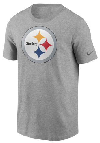 Pittsburgh Steelers Mens T-Shirt Logo Essential Tee Heather Grey