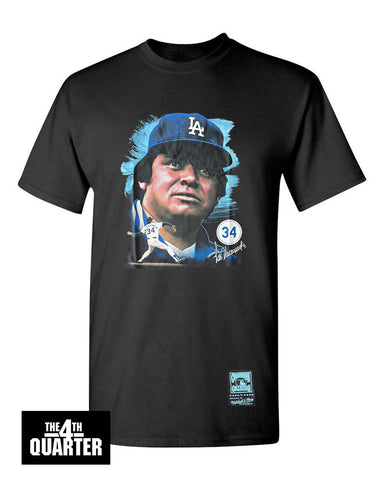 Los Angeles Dodgers Mens T-Shirt Mitchell & Ness Portrait Fernando Valenzuela Tee Black