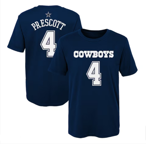 Dallas Cowboys Toddler 2T-4T T-Shirt Dak Prescott Player Name & Number #4 Tee Navy