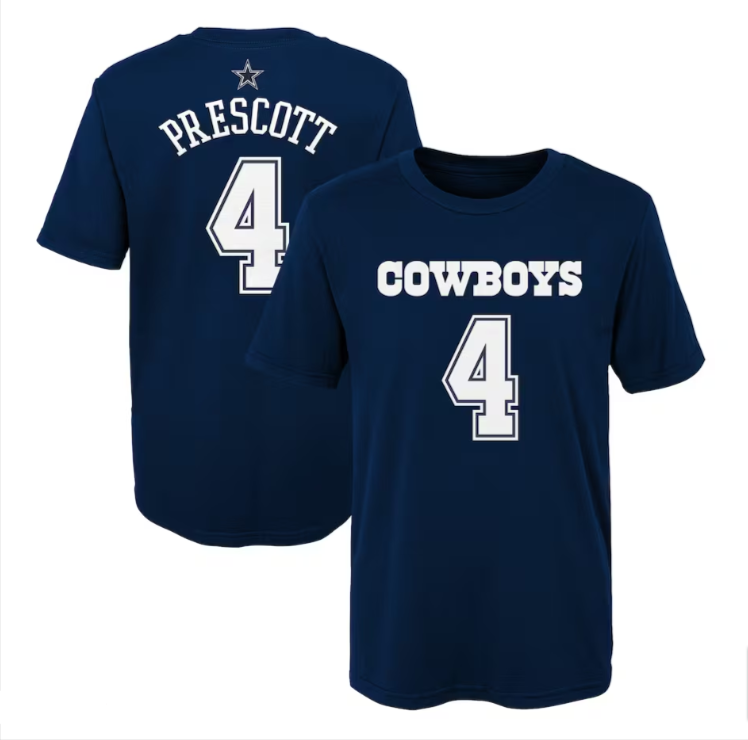 Dallas Cowboys Toddler 2T 4T T Shirt Dak Prescott Player Name Number 4 Tee Navy THE 4TH QUARTER