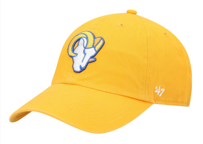 Los Angeles Rams Strapback '47 Brand Ram Logo Clean Up Adjustable Cap Hat Yellow - THE 4TH QUARTER