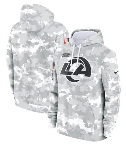 Los Angeles Rams Mens Sweatshirt 2024 Salute to Service Club Fleece Pullover Hoodie