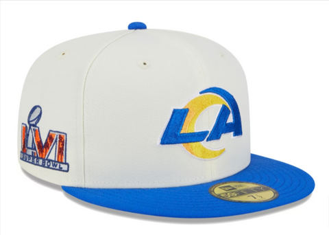 Los Angeles Rams Fitted New Era 59Fifty Super Bowl Patch Chrome Cap Hat Grey UV