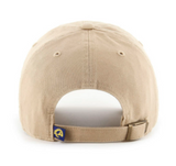 Los Angeles Rams Strapback '47 Brand Logo Clean Up Adjustable Cap Hat Khaki
