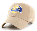 Los Angeles Rams Strapback '47 Brand Logo Clean Up Adjustable Cap Hat Khaki