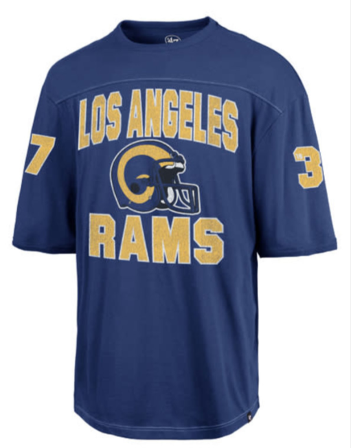 Los Angeles Rams Mens T-Shirt 47 Brand Double Header Rush Blue Tee - THE 4TH QUARTER