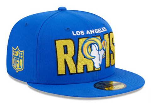 Los Angeles Rams Fitted New Era 59Fifty NFL Draft 2023 Blue Cap Hat Grey UV