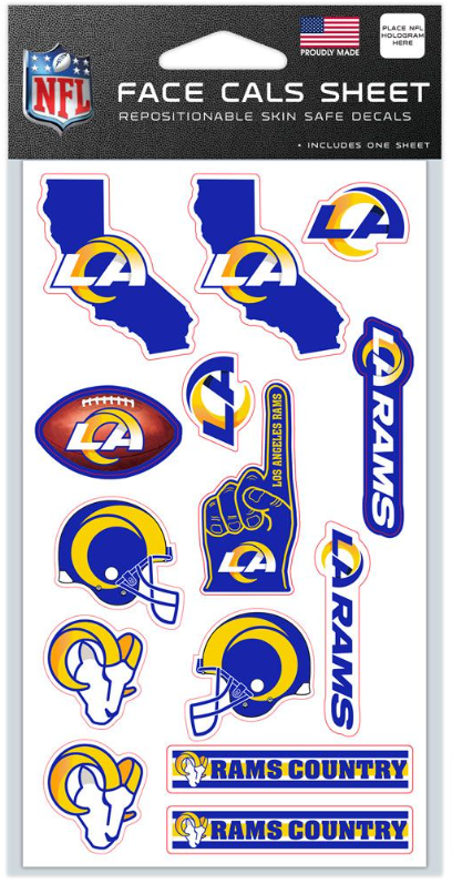 Los Angeles Rams Face Stickers Decals Sheet - THE 4TH QUARTER