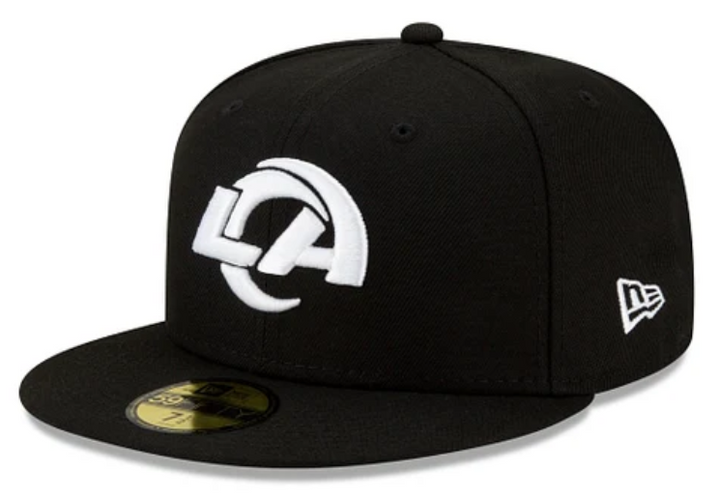 Los Angeles Rams Fitted New Era 59Fifty New Logo Cap Hat Black White Logo - THE 4TH QUARTER