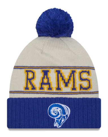 Los Angeles Rams Beanie New Era 2023 Sideline Historic Pom Sport Knit