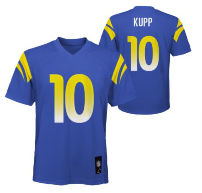 Los Angeles Rams Youth (8-20) NFL Kupp #10 Jersey Throwback Colors Blue Yellow - THE 4TH QUARTER