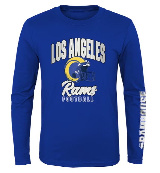 Los Angeles Rams Kids (4-7) T-Shirt Long Sleeve Royal Blue - THE 4TH QUARTER