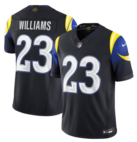 Los Angeles Rams Mens Jersey Kyren Williams Midnight Blue #23 2025 Rivalries Collection Limited Jersey
