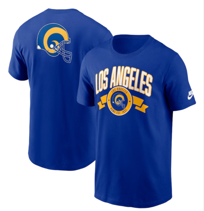 Los Angeles Rams Mens T-Shirt Rewind Front and Back Hit Essential Tee - THE 4TH QUARTER