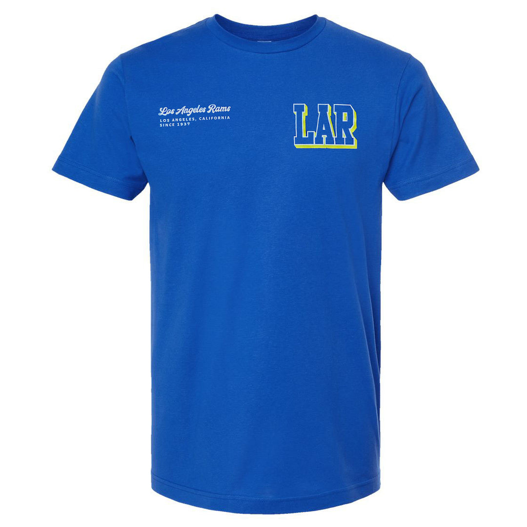 Los Angeles Rams Mens T-Shirt Fanatics Split Zone Blue Tee - THE 4TH QUARTER