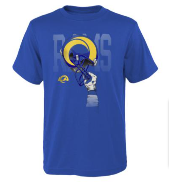 Los Angeles Rams Youth Outerstuff T-Shirt Helmets High Tee Blue - THE 4TH QUARTER