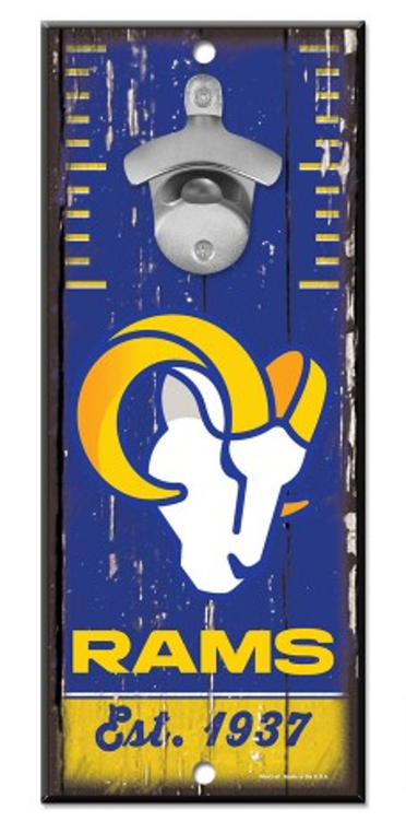 Los Angeles Rams 5X11 Wood Bottle Opener Sign - THE 4TH QUARTER