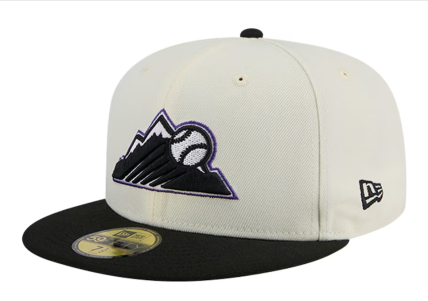 Colorado Rockies Fitted 59Fifty New Era Chrome Black Mountain Cap Hat Grey UV - THE 4TH QUARTER