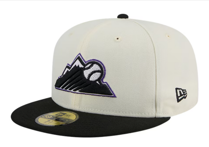 Colorado Rockies Fitted 59Fifty New Era Chrome Black Mountain Cap Hat Grey UV - THE 4TH QUARTER