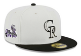 Colorado Rockies Fitted New Era 59Fifty 07 NL Champs WS Chrome Black Cap Hat Grey UV