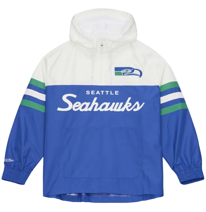 Seattle Seahawks Mens Mitchell &amp; Ness Head Coach Lightweight Windbreaker Jacket