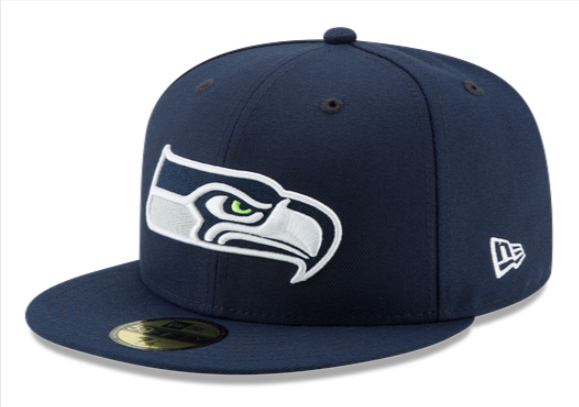 Seattle Seahawks Fitted New Era 59Fifty Basic Navy Cap Hat Grey UV