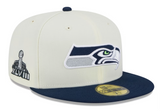 Seattle Seahawks Fitted New Era 59Fifty Super Bowl Patch Chrome Cap Hat Grey UV
