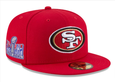 San Francisco 49ers Fitted New Era 59Fifty Super Bowl LVIII Red Cap Hat Grey UV