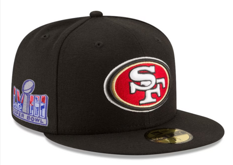 San Francisco 49ers Fitted New Era 59Fifty Super Bowl LVIII Black Cap Hat Grey UV