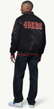 San Francisco 49ers Mens Ambassador Satin Varsity Jacket BLACK