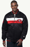 San Francisco 49ers Mens Ambassador Satin Varsity Jacket BLACK