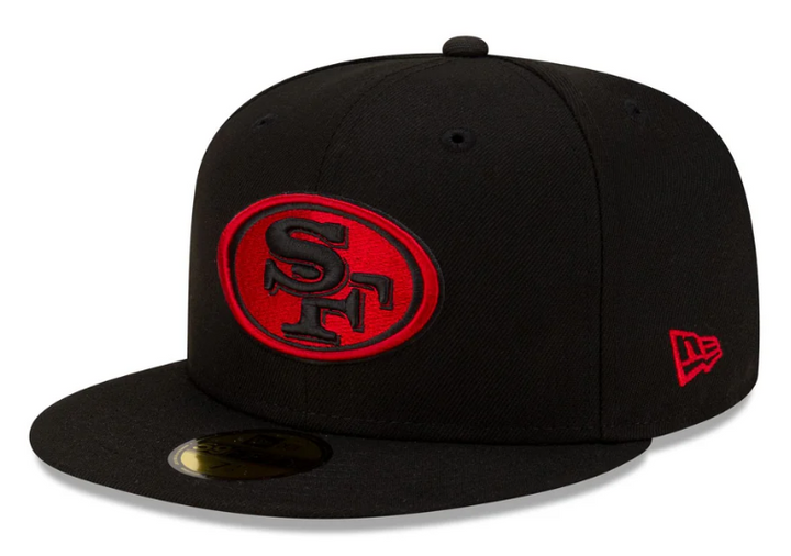 San Francisco 49ers Fitted New Era 59Fifty Alternate Basic Cap Hat Black - THE 4TH QUARTER