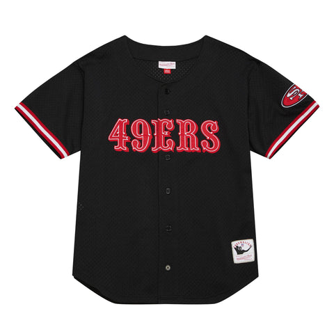 San Francisco 49ers Men's Jersey Mitchell & Ness On The Clock Mesh Button Front Baseball Style Jersey