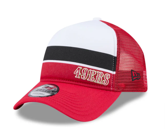 San Francisco 49ers Snapback New Era 9Forty A-Frame Mesh Trucker Color Block Cap Hat - THE 4TH QUARTER
