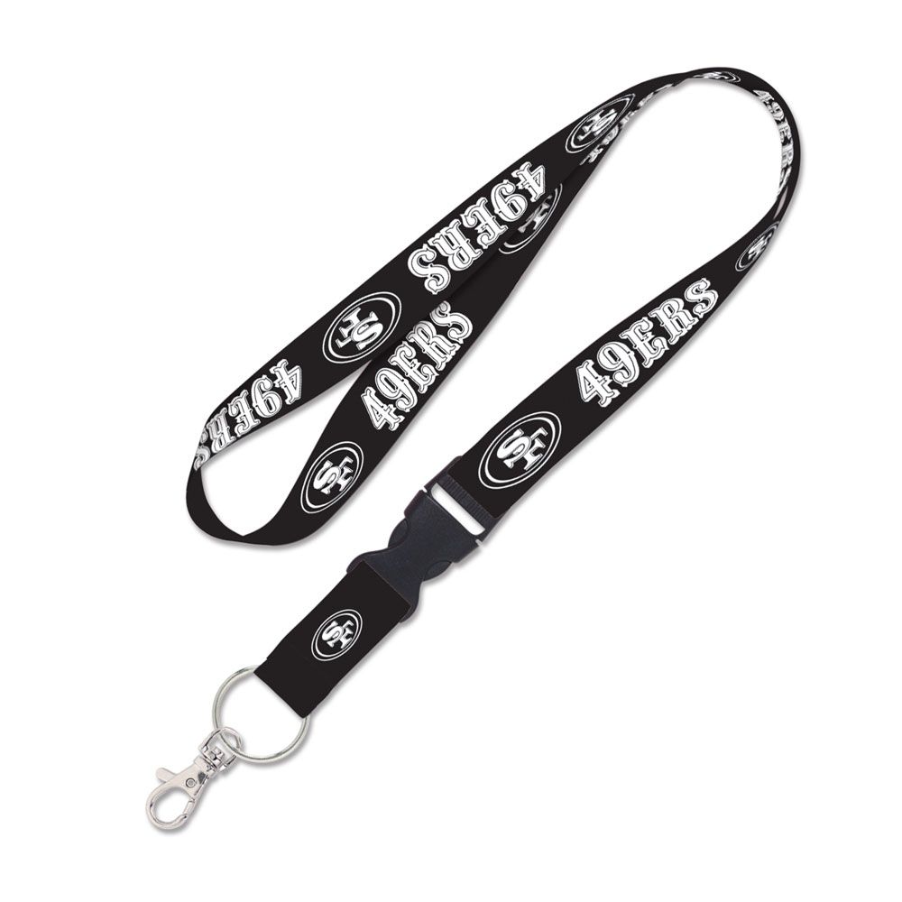 San Francisco 49ers Keychain Long Lanyard With Detachable Buckle Black White - THE 4TH QUARTER