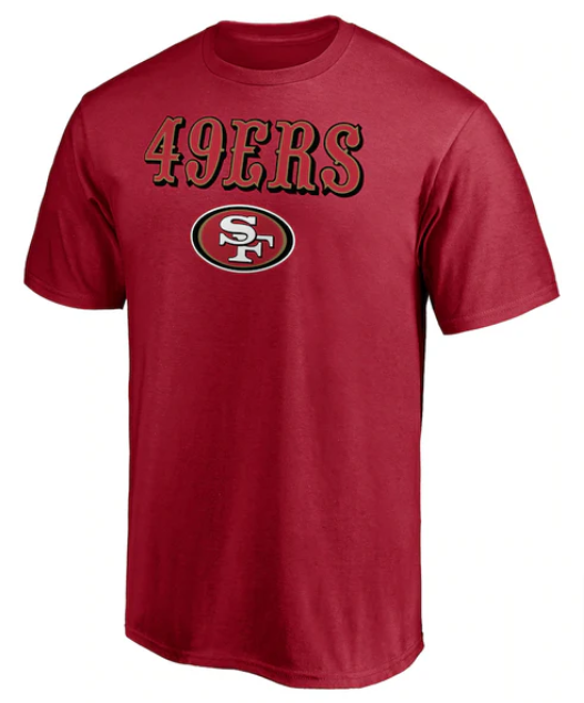 San Francisco 49ers Mens T-Shirt Fanatics Lock Up Tee Red - THE 4TH QUARTER