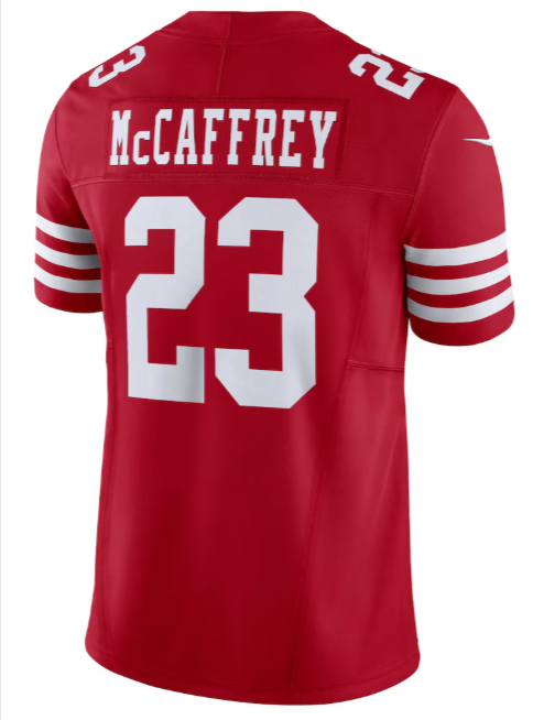 San Francisco 49ers Mens Jersey Christian McCaffrey Vapor F.U.S.E. Limited Jersey Red White 