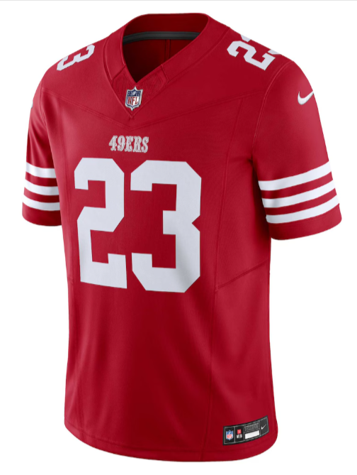 San Francisco 49ers Mens Jersey Christian McCaffrey Vapor F.U.S.E. Limited Jersey Red White 
