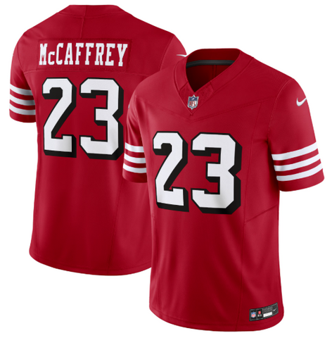 San Francisco 49ers Mens Jersey Christian McCaffrey Vapor F.U.S.E. Limited Jersey Red Black #23