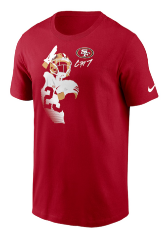 San Francisco 49ers Mens Tee Player Christian McCaffrey Red T-Shirt