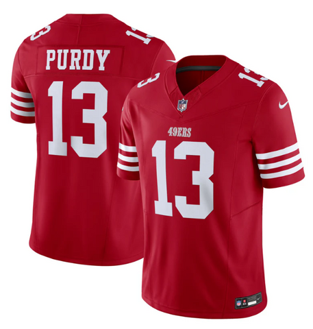 San Francisco 49ers Mens Jersey Brock Purdy Vapor F.U.S.E. Limited Jersey Scarlet White #13