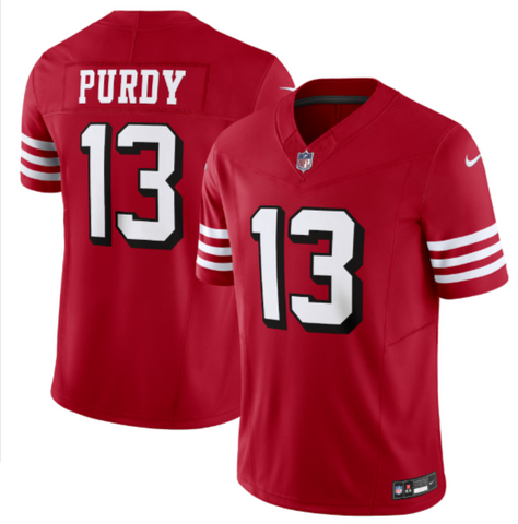 San Francisco 49ers Mens Jersey Brock Purdy Vapor F.U.S.E. Limited Jersey Scarlet Black #13