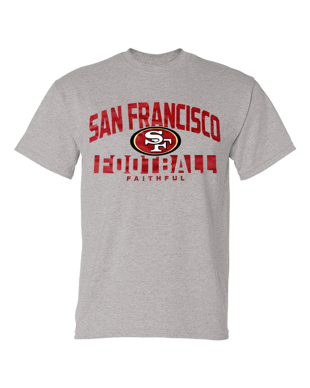 San Francisco 49ers Mens T-Shirt Fanatics Screen Block Heather Grey Tee - THE 4TH QUARTER