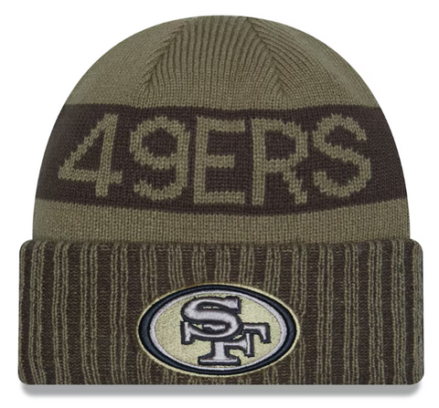 San Francisco 49ers Beanie New Era 2025 Salute to Service Sideline Cuffed Knit Hat Cap